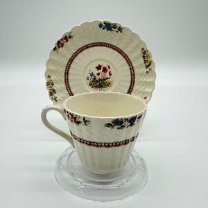 Copeland Spode Rosalie Tea Cup and Saucer Set Floral Basketweave Vintage England